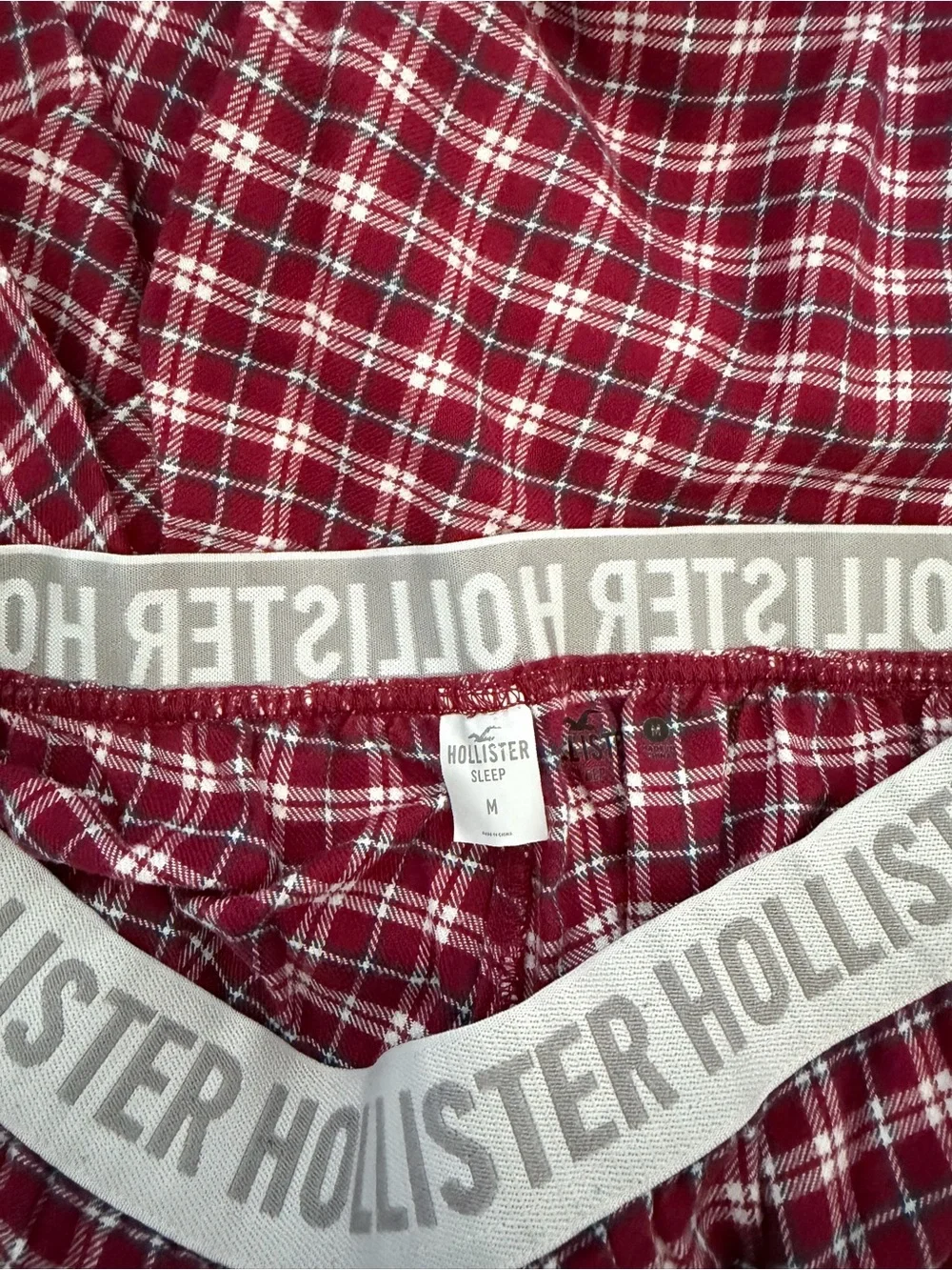 Hollister Red Waistband Plaid Pants